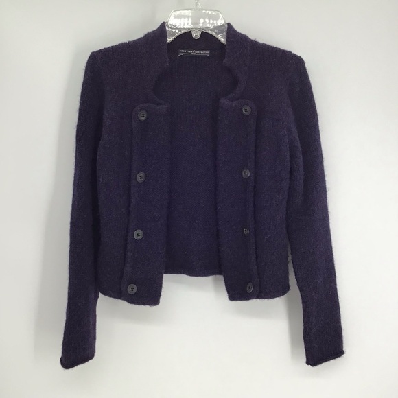 Peruvianan Connection Alpaca Wool Blend Open Cardigan Sweater Navy Size XS - Picture 1 of 6